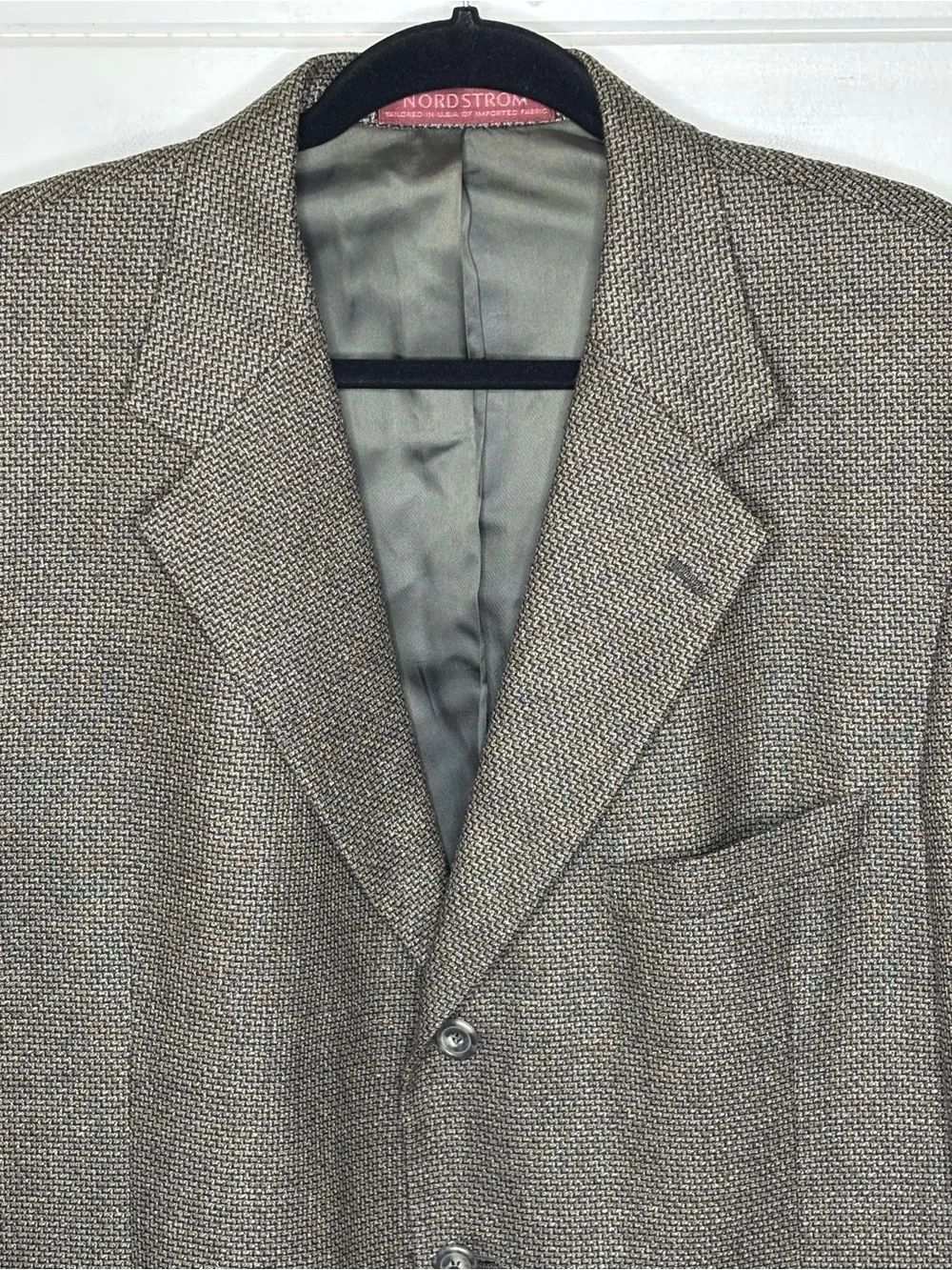 Nordstrom Men’s 44L Silk Wool Blend Blazer Brown Gray Textured Sport Coat